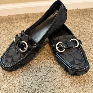 Coach Black Loafers with Silver Buckle